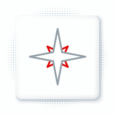 Çizgi Rüzgârı simgesi beyaz arkaplanda izole edildi. Seyahat için pusula simgesi. Navigasyon tasarımı. Renkli taslak konsepti. Vektör.