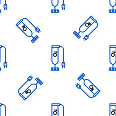 Çizgi karıştırıcı simgesi beyaz arkaplanda izole edilmiş kusursuz desen. Mutfak elektrikli kırıcı. Meyve suyu, kokteyl ya da meyve suyu. Renkli taslak konsepti. Vektör.