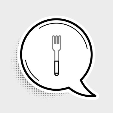 Fork çizgisi simgesi gri arkaplanda izole edildi. Çatal bıçak sembolü. Renkli taslak konsepti. Vektör.