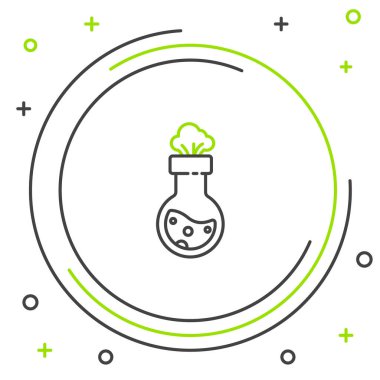 Çizgi Test tüpü ve kimyasal test ikonu beyaz arka planda izole edildi. Laboratuvar cam levhası. Renkli taslak konsepti. Vektör.