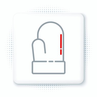 Beyaz arka planda izole edilmiş çizgi Noel eldiveni simgesi. Renkli taslak konsepti. Vektör.