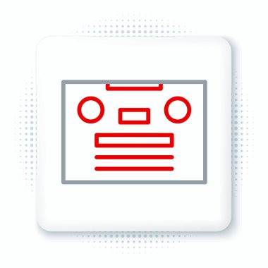 Hat Retro ses kaset simgesi beyaz arkaplanda izole edildi. Renkli taslak konsepti. Vektör.