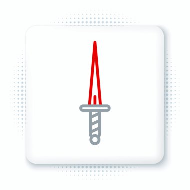 Hançer çizgi simgesi beyaz arkaplanda izole edildi. Bıçak ikonu. Keskin bıçaklı kılıç. Renkli taslak konsepti. Vektör.