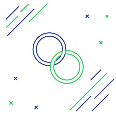 Çizgi Alyansı simgesi beyaz arkaplanda izole edildi. Gelin ve damat mücevher tabelası. Evlilik sembolü. Elmas yüzük. Renkli taslak konsepti. Vektör.