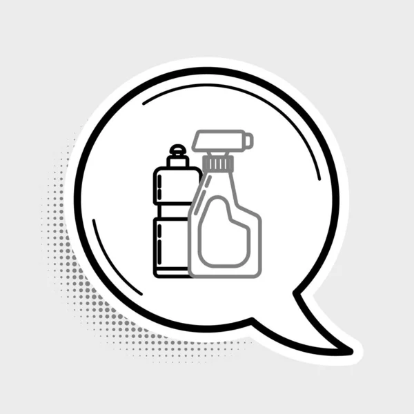 Linia Plastikowe Butelki Płynnego Detergentu Prania Wybielacza Płynu Zmywania Naczyń — Wektor stockowy