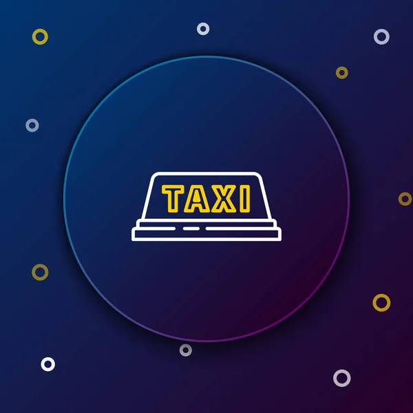 Піктограма Автомобільного Даху Лінії Таксі Ізольована Синьому Фоні Барвиста Концепція — стоковий вектор