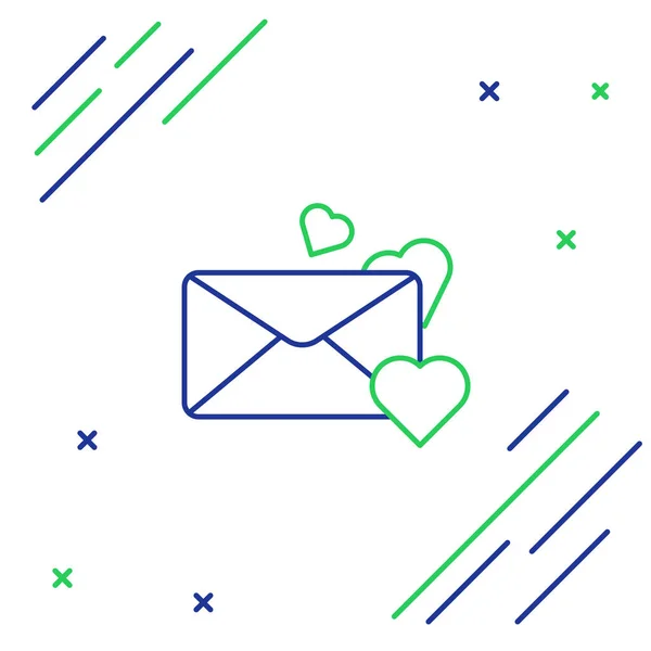Envelope Linha Com Ícone Coração Valentine Isolado Fundo Branco Mensagem —  Vetores de Stock