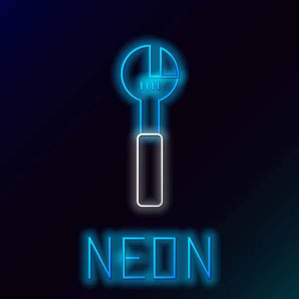 Zářící Neonová Čára Nastavitelná Ikona Klíče Izolovaná Černém Pozadí Barevný — Stockový vektor