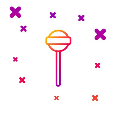 Beyaz arkaplanda renk çizgisi lolipop simgesi izole edildi. Yemek, lezzetli bir sembol. Kademeli rastgele dinamik şekiller. Vektör.