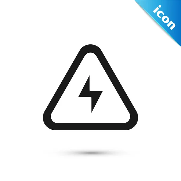 Grey High Voltage Icon Isolated White Background Danger Symbol Arrow — Stock Vector