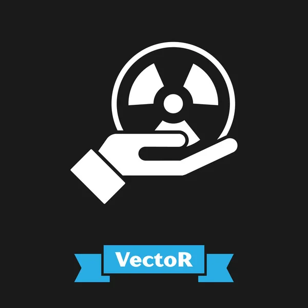 Blanco Radioactivo Icono Mano Aislado Sobre Fondo Negro Símbolo Tóxico — Vector de stock