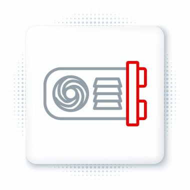 Beyaz arka planda izole edilmiş çizgi madencilik ikonu. Kripto para birimi madenciliği, engelleme teknolojisi, bitcoin, dijital para piyasası, cüzdan. Renkli taslak konsepti. Vektör.