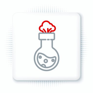 Çizgi Test tüpü ve kimyasal test ikonu beyaz arka planda izole edildi. Laboratuvar cam levhası. Renkli taslak konsepti. Vektör.