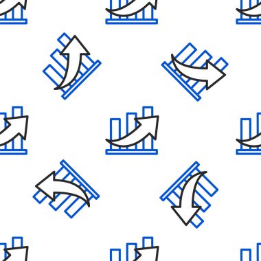 Çizgi Finansal büyüme ve madeni para ikonu beyaz arka planda izole edilmiş pürüzsüz desen. Gelirleri arttırıyorum. Renkli taslak konsepti. Vektör.