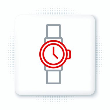 Çizgi bilek izleme simgesi beyaz arkaplanda izole edildi. Kol saati simgesi. Renkli taslak konsepti. Vektör.