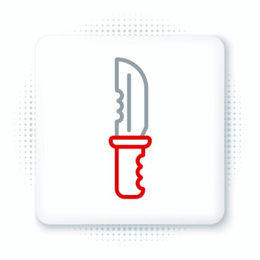 Beyaz arka planda izole edilmiş askeri bıçak ikonu. Renkli taslak konsepti. Vektör.