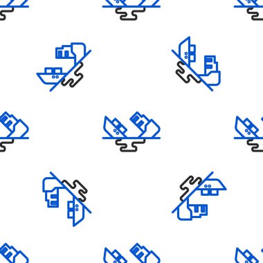 Yıkılmış petrol tankeri simgesi beyaz arka planda izole edilmiş. Petrol sızıntısı kazası. Çarpışma tankeri. Çevre kirliliği kavramı. Renkli taslak konsepti. Vektör.