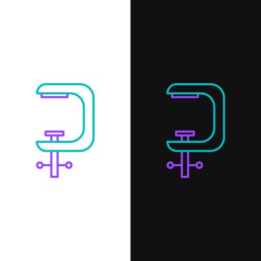 Çizgi klempi ve vida araç simgesi beyaz ve siyah arkaplanda izole. Çilingir aleti. Renkli taslak konsepti. Vektör.