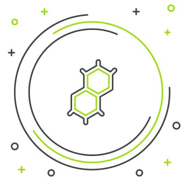 Çizgi Kimyasal Formül simgesi beyaz arkaplanda izole edildi. Yenilikçi tıp, sağlık, araştırma ve bilim için soyut altıgen. Renkli taslak konsepti. Vektör.