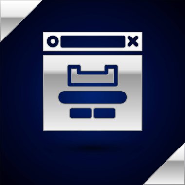 Gümüş Tarayıcı pencere simgesi koyu mavi arkaplanda izole edildi. Vektör İllüstrasyonu.