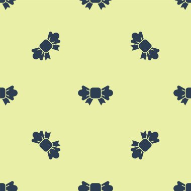 Mavi papyon ikonu sarı arkaplanda izole edilmiş pürüzsüz desen. Vektör.