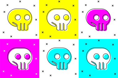 Kafatası simgesini renk arkaplanında izole et. Vektör.