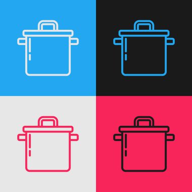 Popüler sanat eseri pişirme ikonu renk arkaplanında izole edilmiş. Haşlama ya da güveç besin sembolü. Vektör.