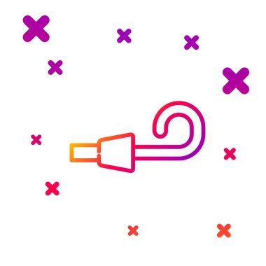 Beyaz arkaplanda renk çizgisi parti kornosu simgesi izole edildi. Kademeli rastgele dinamik şekiller. Vektör.