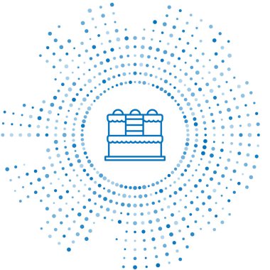 Mavi çizgi pasta simgesi beyaz arkaplanda izole edildi. Doğum günün kutlu olsun. Soyut çember rastgele noktalar. Vektör.