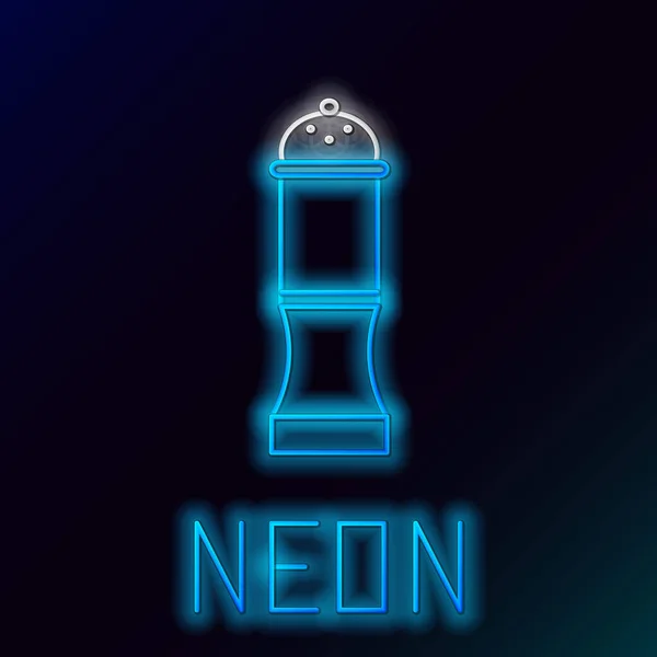 Glödande Neon Linje Peppar Ikon Isolerad Svart Bakgrund Matlagning Kryddor — Stock vektor