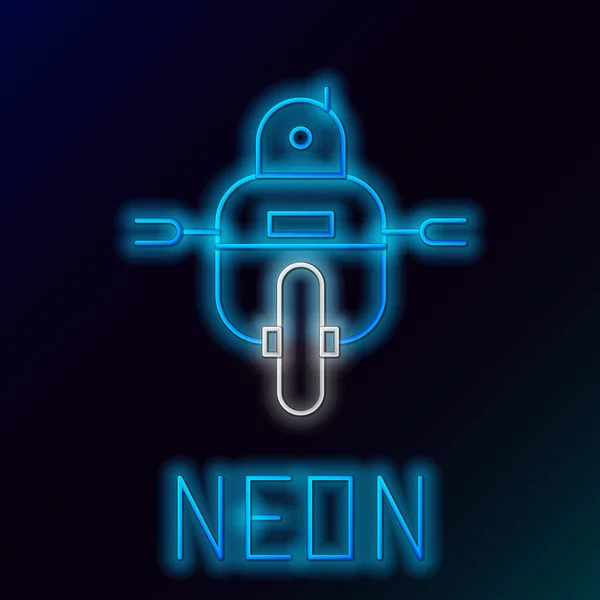 Zářící Neonová Čára Ikona Robota Izolovaná Černém Pozadí Barevný Koncept — Stockový vektor