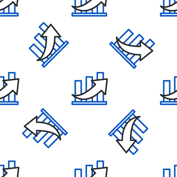 Çizgi Finansal büyüme ve madeni para ikonu beyaz arka planda izole edilmiş pürüzsüz desen. Gelirleri arttırıyorum. Renkli taslak konsepti. Vektör.