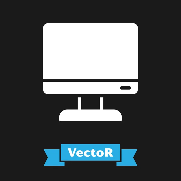 Weißes Bildschirm Symbol Auf Schwarzem Hintergrund Elektronisches Gerät Frontansicht Vektorillustration — Stockvektor
