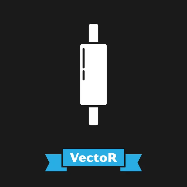 Ícone Rolo Branco Isolado Fundo Preto Vetor — Vetor de Stock