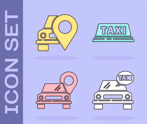 Set Taxi Voiture Pointeur Carte Avec Taxi Pointeur Carte Avec — Image vectorielle