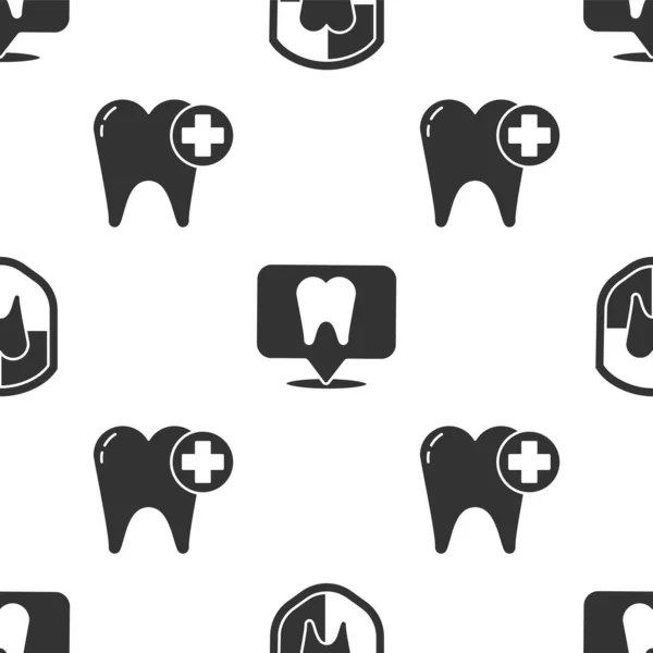 シームレスなパターンに歯科保護 歯科クリニックの場所と歯を設定します ベクトル — ストックベクタ