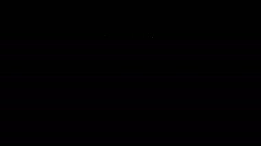 Beyaz çizgi Neptün Trident simgesi siyah arkaplanda izole edildi. 4K Video hareketli grafik canlandırması