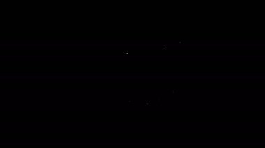 Beyaz çizgi üzerinde simya tarifleri, mistik büyüler ve siyah arka planda izole edilmiş büyü simgeleri olan Eskiler 'in sihirli kitabı. 4K Video hareketli grafik canlandırması