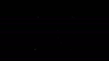 Beyaz çizgi üzerinde simya tarifleri, mistik büyüler ve siyah arka planda izole edilmiş büyü simgeleri olan Eskiler 'in sihirli kitabı. 4K Video hareketli grafik canlandırması