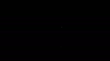 Beyaz çizgi Kurukafa simgesi siyah arkaplanda izole edildi. Mutlu Cadılar Bayramı Partisi. 4K Video hareketli grafik canlandırması