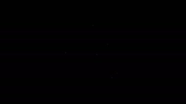 Beyaz çizgi cadı simgesi siyah arkaplanda izole edildi. Mutlu Cadılar Bayramı Partisi. 4K Video hareketli grafik canlandırması