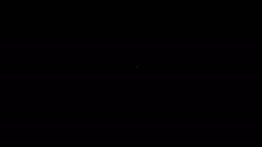 Beyaz çizgi sihirli asa simgesi siyah arkaplanda izole edildi. Sihirli değnek, asa, değnek, değnek. 4K Video hareketli grafik canlandırması