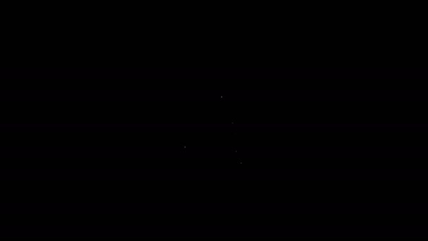 Біла лінія Шапка чарівника і іконка кролика ізольовані на чорному тлі. Чарівний трюк. Таємнича концепція розваг. 4K Відео рух графічна анімація — стокове відео