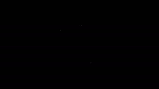 白い線ブードゥー人形のアイコンは黒の背景に隔離されています。4Kビデオモーショングラフィックアニメーション — ストック動画