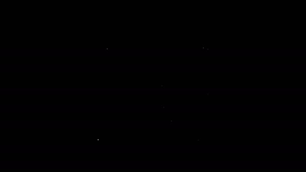 Белая линия Древняя волшебная книга с алхимическими рецептами и мистическими заклинаниями и чарами икона изолирована на черном фоне. Видеографическая анимация 4K — стоковое видео