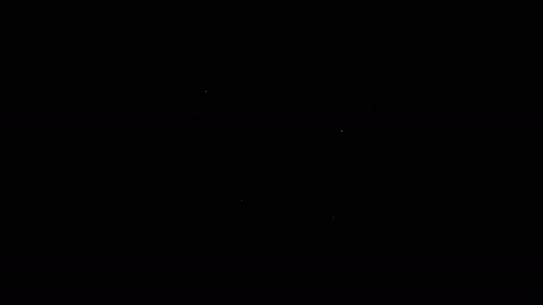 白线女巫大锅图标孤立在黑色背景。万圣节快乐派对4K视频运动图形动画 — 图库视频影像