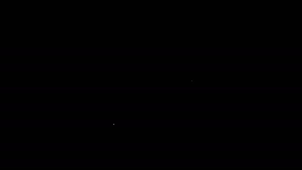 Ícone de bola de fogo de linha branca isolado no fundo preto. Animação gráfica em movimento de vídeo 4K — Vídeo de Stock