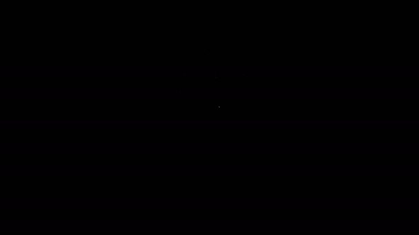 Línea blanca Icono mágico del pentagrama aislado sobre fondo negro. Varita mágica, cetro, palo, varilla. Animación gráfica de vídeo 4K — Vídeo de stock