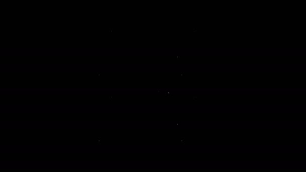 白い線黒の背景に隔離されたウイルス拡散アイコン。コロナウイルス感染のインフォグラフィック。4Kビデオモーショングラフィックアニメーション — ストック動画