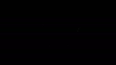 Beyaz çizgili küvet simgesi siyah arkaplanda izole edilmiş. 4K Video hareketli grafik canlandırması
